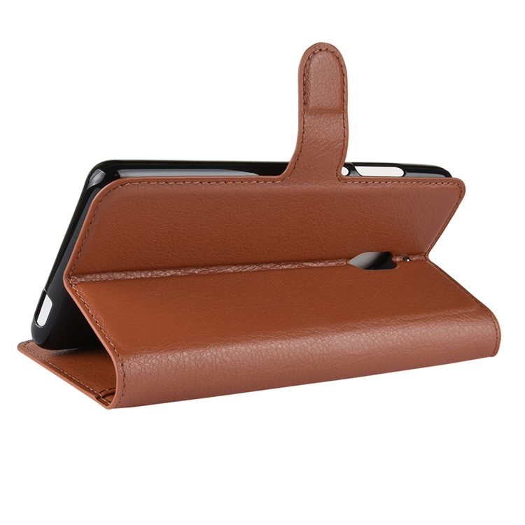 Litchi Skin PU Leather Magnetic Wallet Stand Protoective Case for Nokia 2.1 - Brown-5