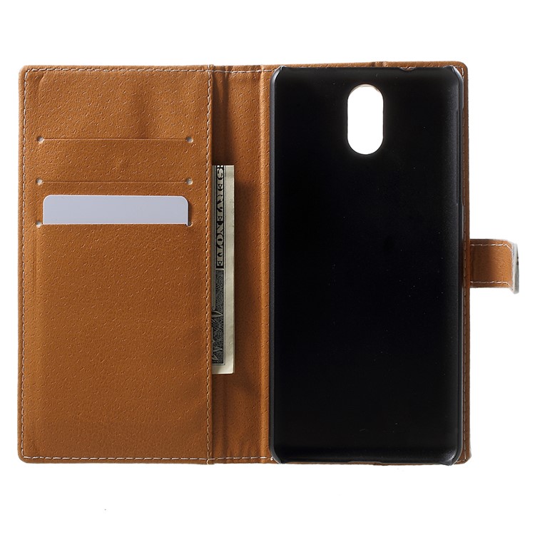 For Nokia 3.1 Pattern Printing Wallet Stand Leather Mobile Protection Casing - Damask Flower-5