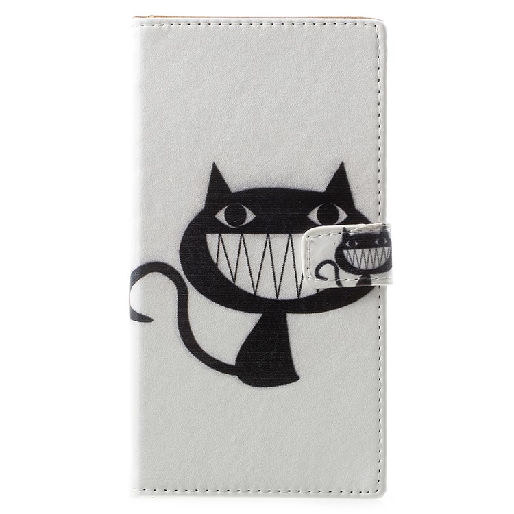 For Nokia 3.1 Pattern Printing Wallet Stand Leather Mobile Protection Case - Grinning Cat-1