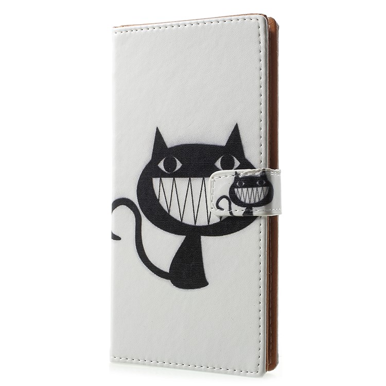 For Nokia 3.1 Pattern Printing Wallet Stand Leather Mobile Protection Case - Grinning Cat-2
