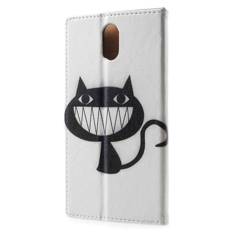 For Nokia 3.1 Pattern Printing Wallet Stand Leather Mobile Protection Case - Grinning Cat-3