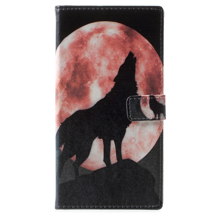 For Nokia 3.1 Pattern Printing Wallet Stand Leather Mobile Protection Shell - Wolf Howling at the Moon-1