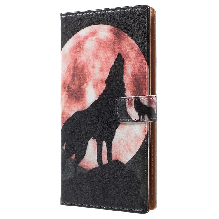 For Nokia 3.1 Pattern Printing Wallet Stand Leather Mobile Protection Shell - Wolf Howling at the Moon-2
