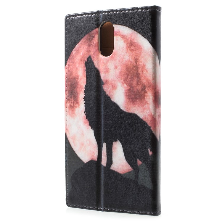 For Nokia 3.1 Pattern Printing Wallet Stand Leather Mobile Protection Shell - Wolf Howling at the Moon-3