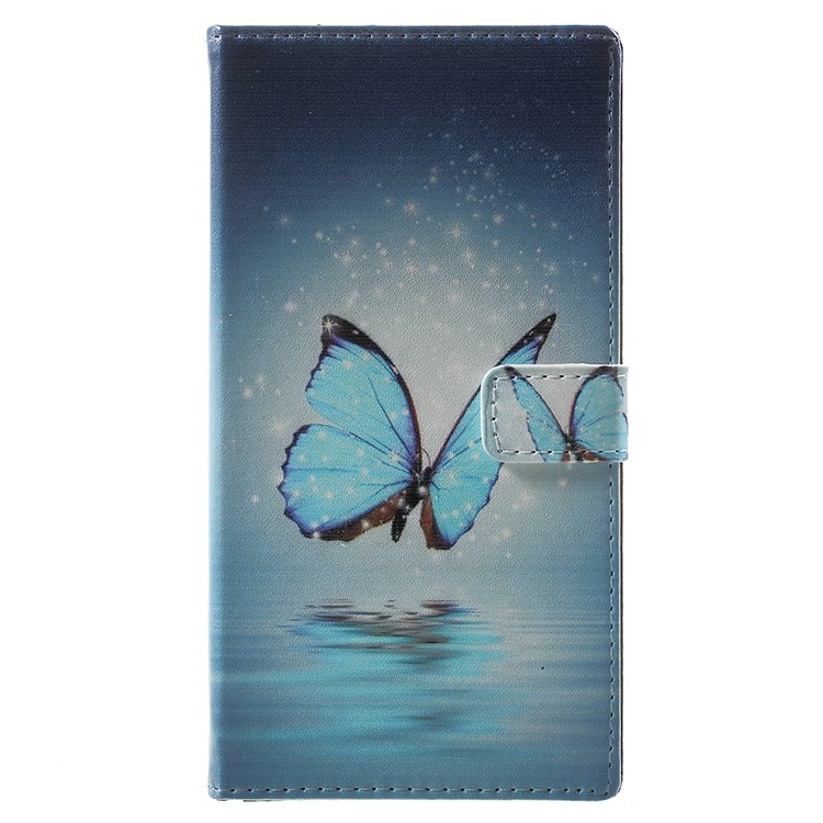 Für Nokia 3.1 Musterdruck Brieftasche Stehen Leder Handyhülle - Blauer Schmetterling-1
