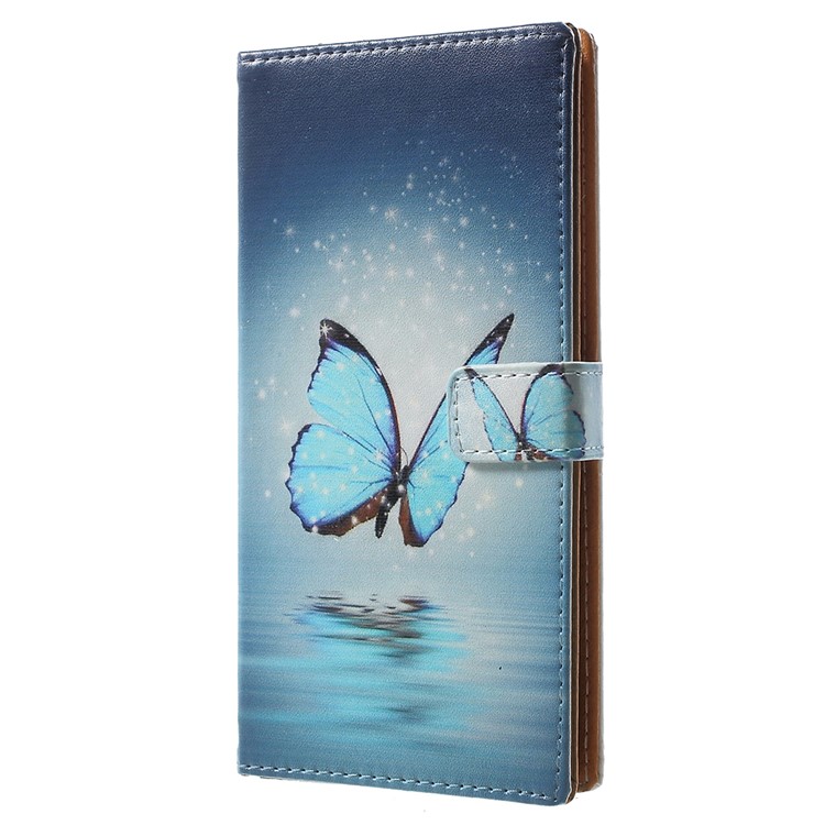 Für Nokia 3.1 Musterdruck Brieftasche Stehen Leder Handyhülle - Blauer Schmetterling-2