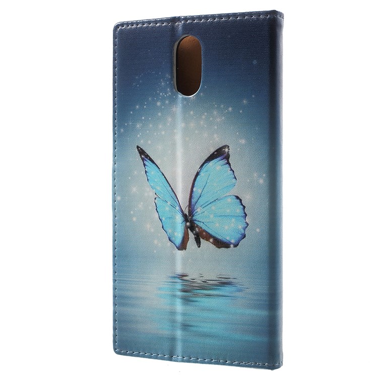 Für Nokia 3.1 Musterdruck Brieftasche Stehen Leder Handyhülle - Blauer Schmetterling-3
