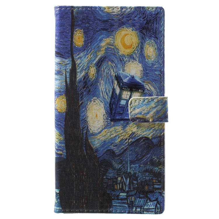For Nokia 3.1 Pattern Printing Wallet Stand Leather Phone Cover - Starry Night-1