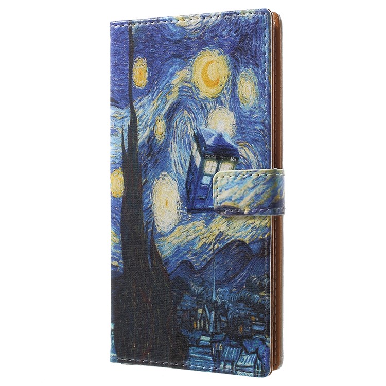 For Nokia 3.1 Pattern Printing Wallet Stand Leather Phone Cover - Starry Night-2