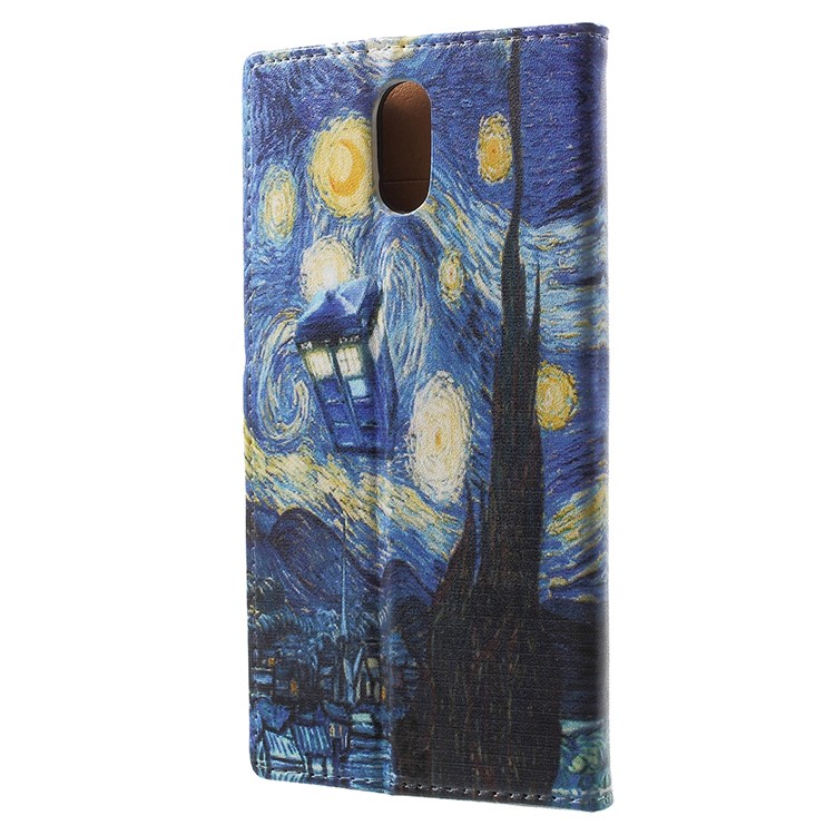 For Nokia 3.1 Pattern Printing Wallet Stand Leather Phone Cover - Starry Night-3