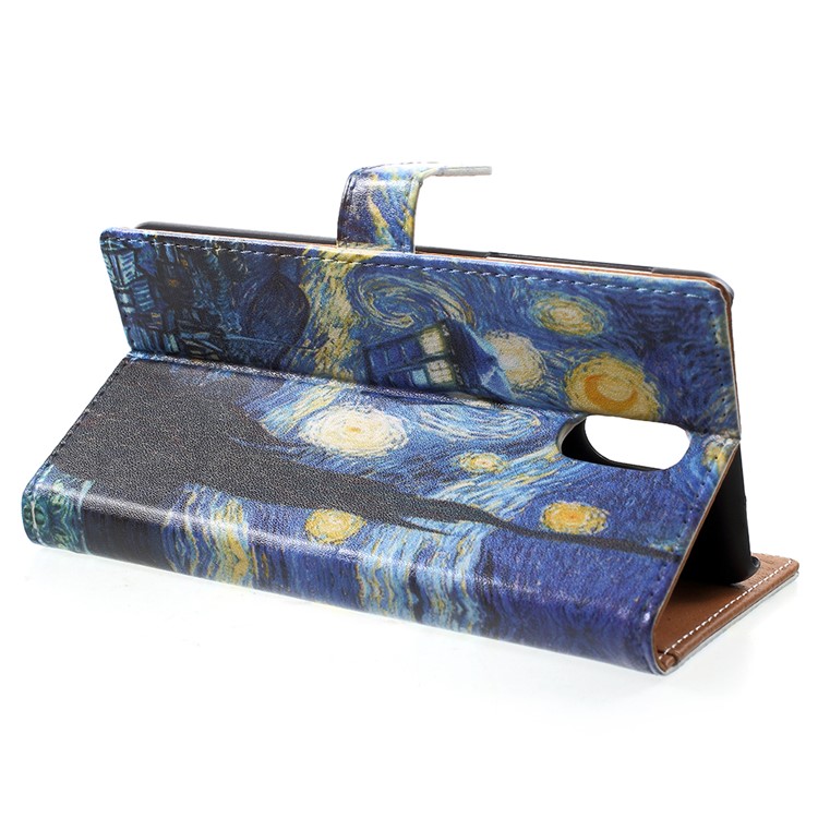 For Nokia 3.1 Pattern Printing Wallet Stand Leather Phone Cover - Starry Night-4