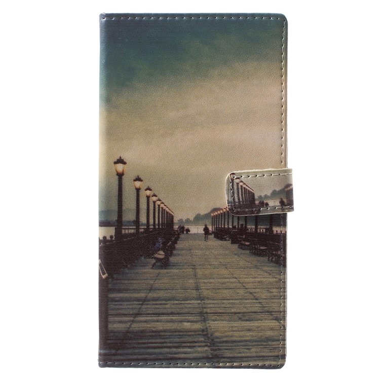For Nokia 3.1 Pattern Printing Wallet Stand Leather Phone Accessory Case - Dock at Sunset-1