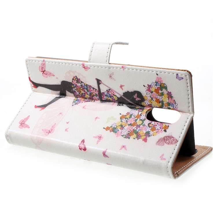 For Nokia 3.1 Pattern Printing Wallet Stand Leather Cellphone Case - Flowered Girl Holding Umbrella-4