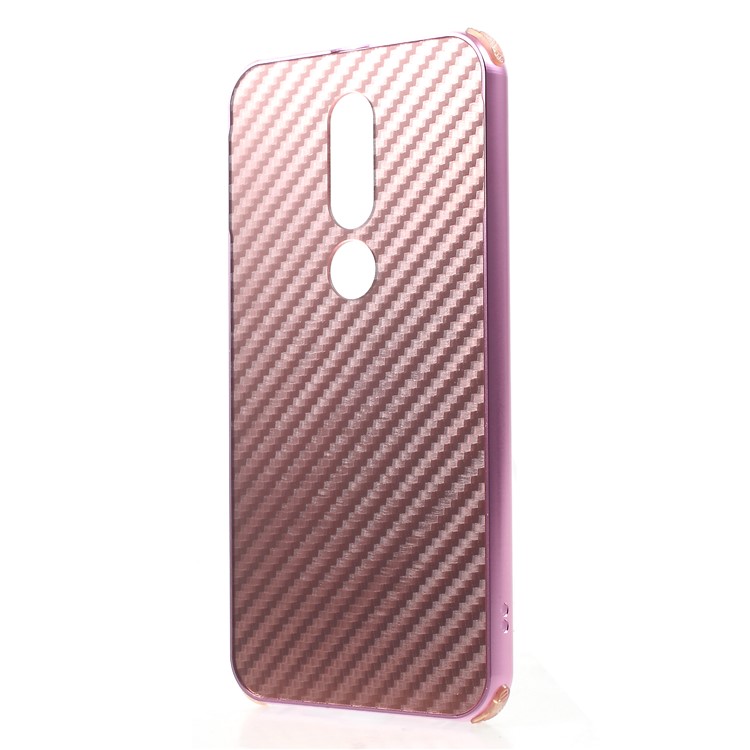 Electroplated Metal Bumper + Carbon Fiber PC Back Panel Slide-on Case for Nokia 6.1 Plus / X6 (2018) - Rose Gold-2
