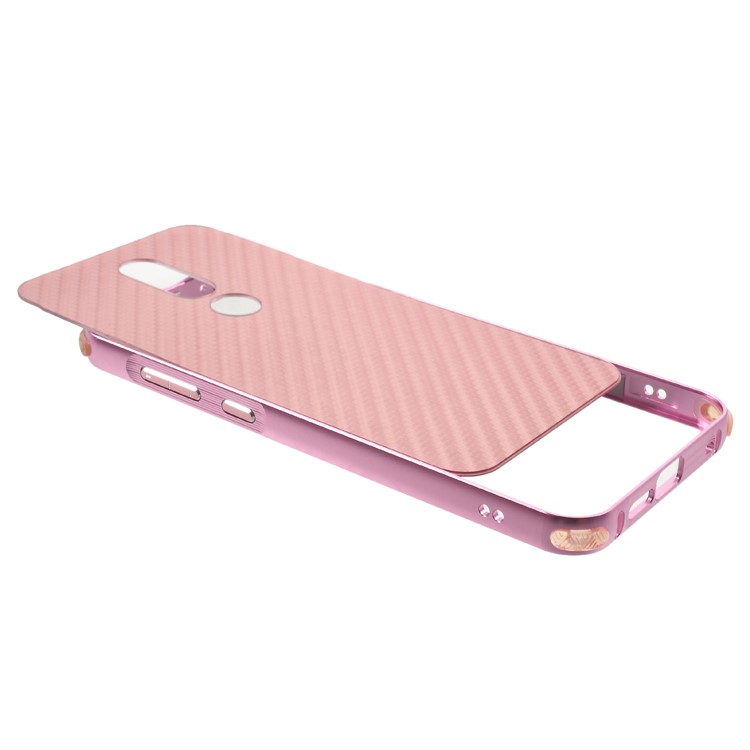 Electroplated Metal Bumper + Carbon Fiber PC Back Panel Slide-on Case for Nokia 6.1 Plus / X6 (2018) - Rose Gold-4