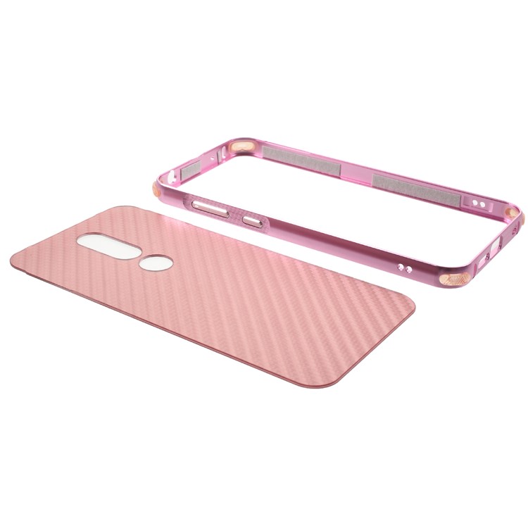Electroplated Metal Bumper + Carbon Fiber PC Back Panel Slide-on Case for Nokia 6.1 Plus / X6 (2018) - Rose Gold-5