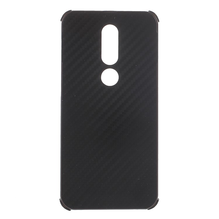 Electroplated Metal Bumper + Carbon Fiber PC Back Panel Slide-on Cover Shell for Nokia 6.1 Plus / X6 (2018) - Black-1