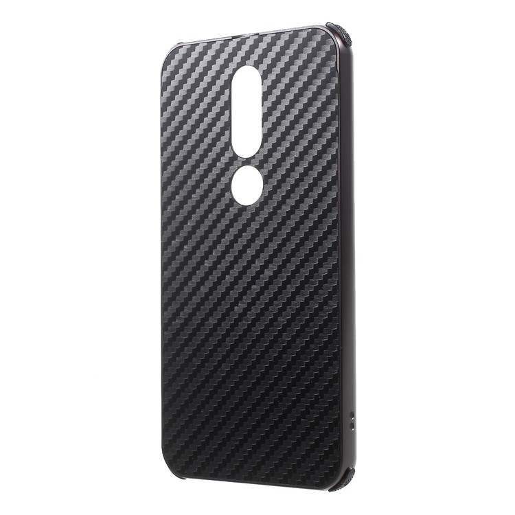 Electroplated Metal Bumper + Carbon Fiber PC Back Panel Slide-on Cover Shell for Nokia 6.1 Plus / X6 (2018) - Black-2