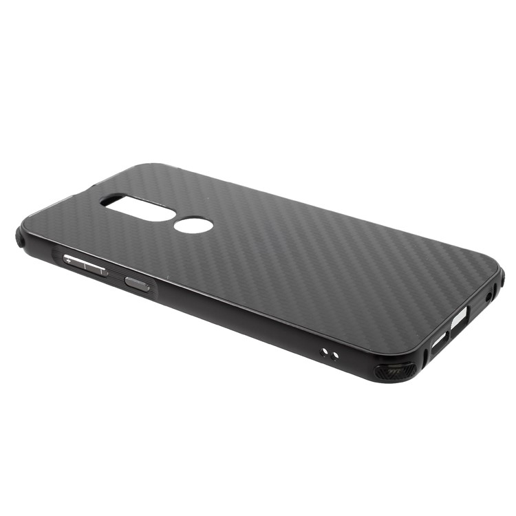 Electroplated Metal Bumper + Carbon Fiber PC Back Panel Slide-on Cover Shell for Nokia 6.1 Plus / X6 (2018) - Black-4
