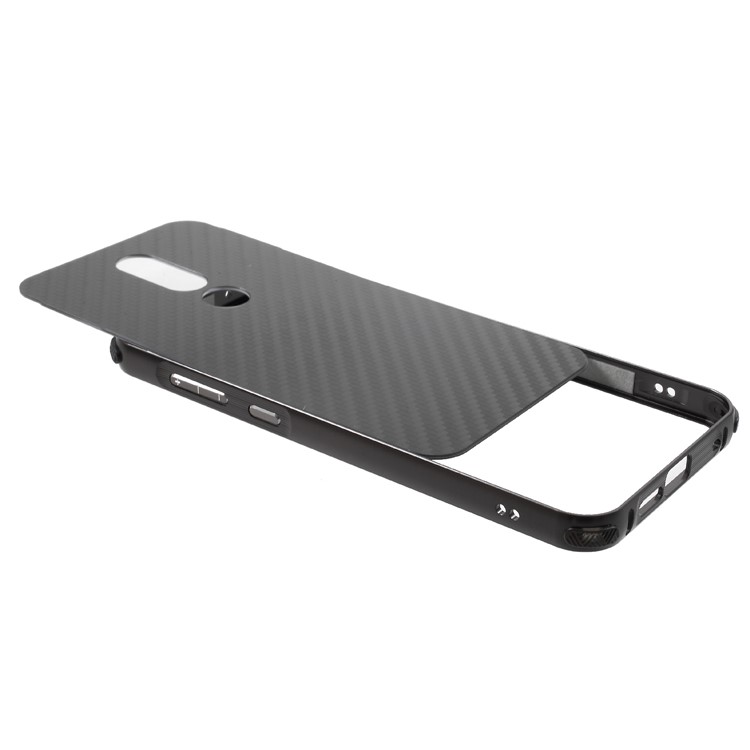 Electroplated Metal Bumper + Carbon Fiber PC Back Panel Slide-on Cover Shell for Nokia 6.1 Plus / X6 (2018) - Black-5
