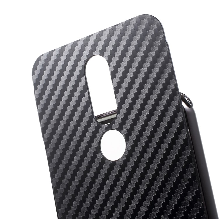 Electroplated Metal Bumper + Carbon Fiber PC Back Panel Slide-on Cover Shell for Nokia 6.1 Plus / X6 (2018) - Black-6