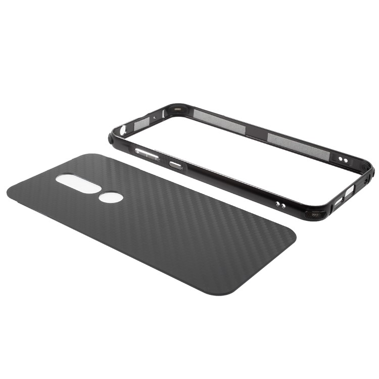 Electroplated Metal Bumper + Carbon Fiber PC Back Panel Slide-on Cover Shell for Nokia 6.1 Plus / X6 (2018) - Black-7