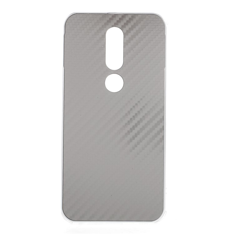 Electroplated Metal Bumper + Carbon Fiber PC Back Panel Slide-on Protection Mobile Case for Nokia 6.1 Plus / X6 (2018) - Silver-1