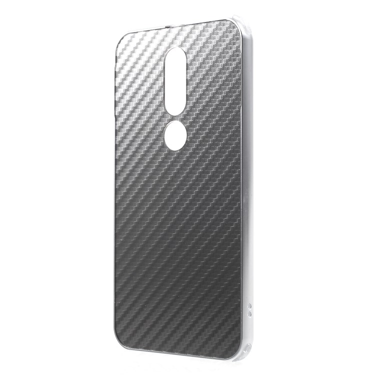 Electroplated Metal Bumper + Carbon Fiber PC Back Panel Slide-on Protection Mobile Case for Nokia 6.1 Plus / X6 (2018) - Silver-2
