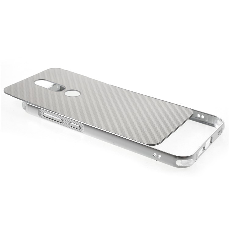 Electroplated Metal Bumper + Carbon Fiber PC Back Panel Slide-on Protection Mobile Case for Nokia 6.1 Plus / X6 (2018) - Silver-4
