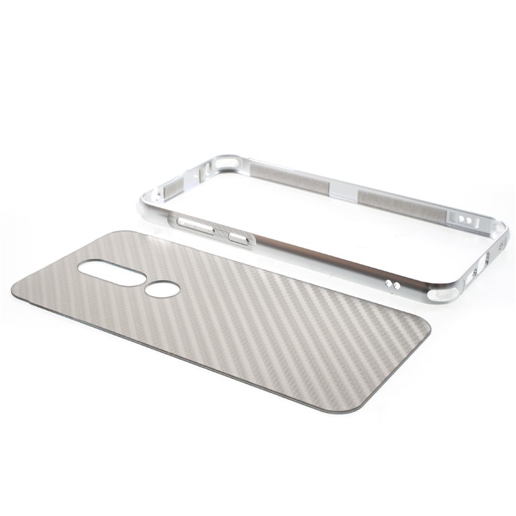 Electroplated Metal Bumper + Carbon Fiber PC Back Panel Slide-on Protection Mobile Case for Nokia 6.1 Plus / X6 (2018) - Silver-5
