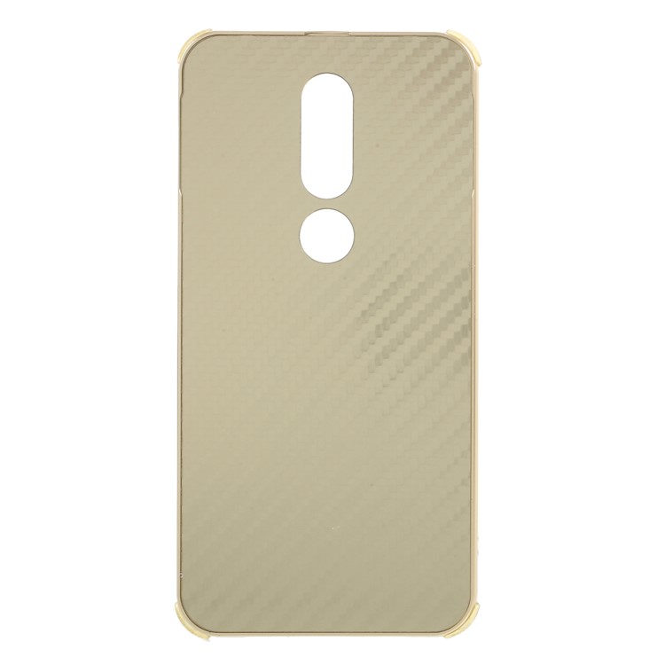 Electroplated Metal Bumper + Carbon Fiber PC Back Panel Slide-on Phone Accessory Casing for Nokia 6.1 Plus / X6 (2018) - Gold-1
