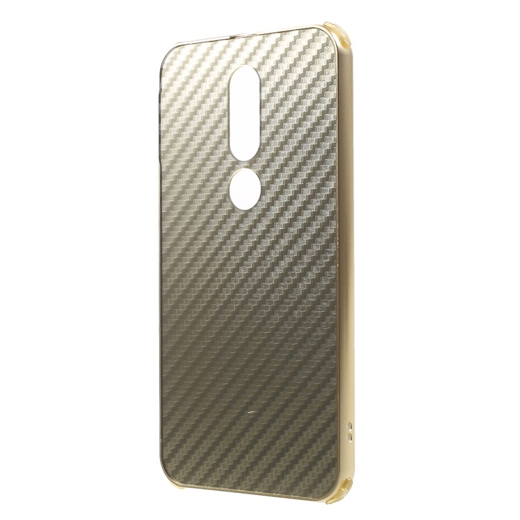 Electroplated Metal Bumper + Carbon Fiber PC Back Panel Slide-on Phone Accessory Casing for Nokia 6.1 Plus / X6 (2018) - Gold-2