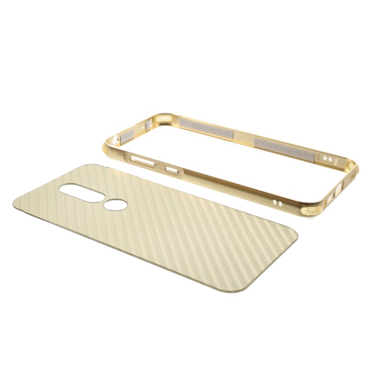 Electroplated Metal Bumper + Carbon Fiber PC Back Panel Slide-on Phone Accessory Casing for Nokia 6.1 Plus / X6 (2018) - Gold-5