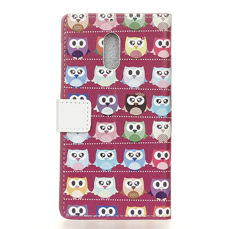 Pattern Printing Leather Flip Folio Wallet Case for Nokia 6 - Lovely Little Owls-2