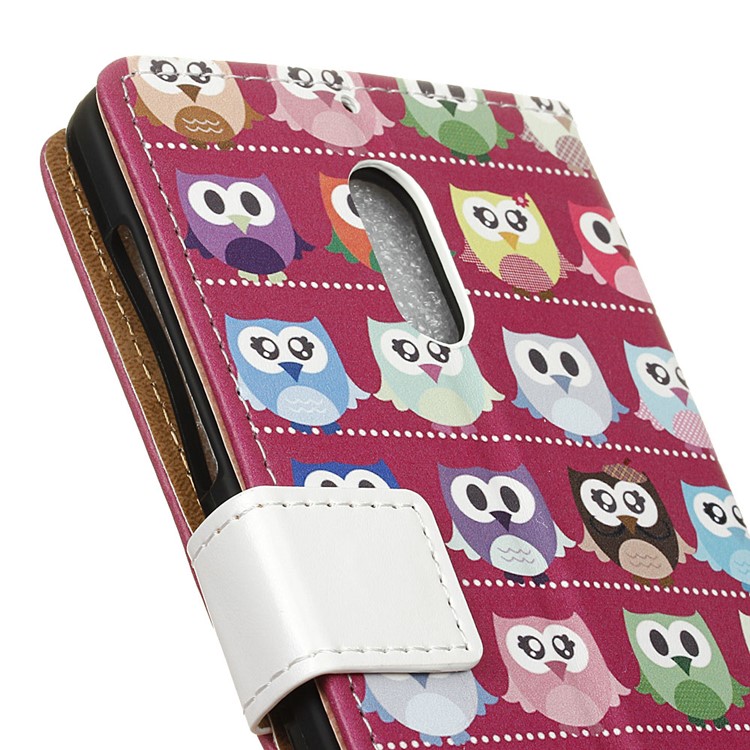 Pattern Printing Leather Flip Folio Wallet Case for Nokia 6 - Lovely Little Owls-3