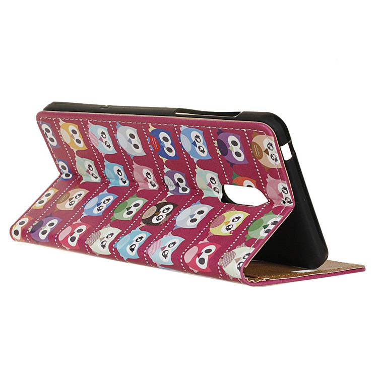Pattern Printing Leather Flip Folio Wallet Case for Nokia 6 - Lovely Little Owls-4