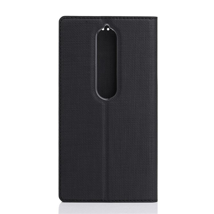 VILI DMX Cross Texture Auto-absorbed Card Holder Leather Case for Nokia 5.1 - Black-3
