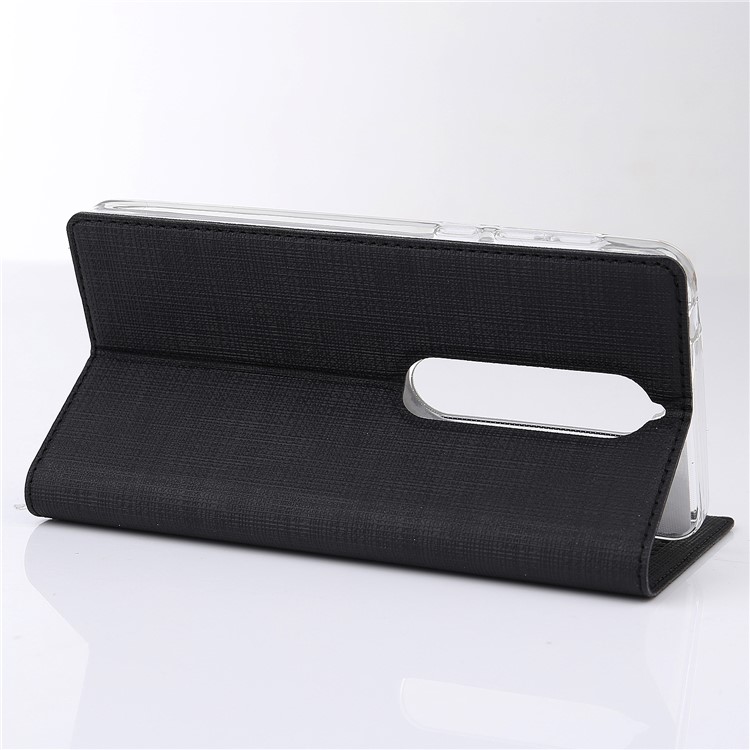 VILI DMX Cross Texture Auto-absorbed Card Holder Leather Case for Nokia 5.1 - Black-4
