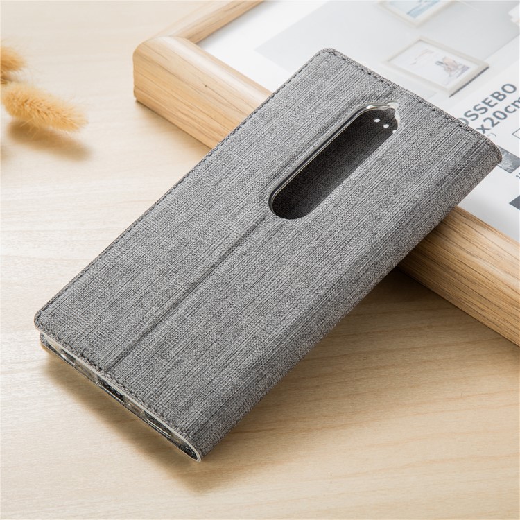 VILI DMX Cross Texture Auto-absorbed Card Holder Leather Cover for Nokia 5.1 - Grey-2