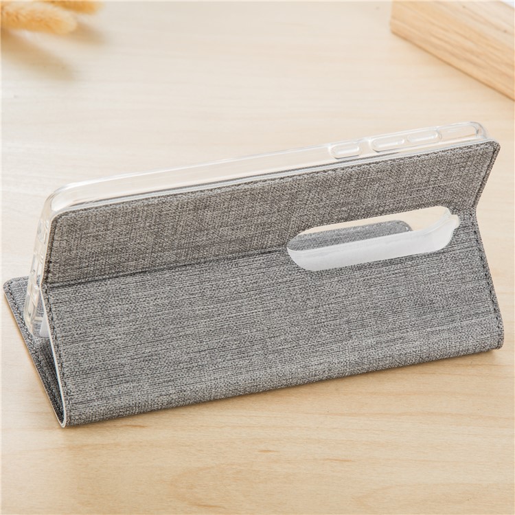 VILI DMX Cross Texture Auto-absorbed Card Holder Leather Cover for Nokia 5.1 - Grey-4