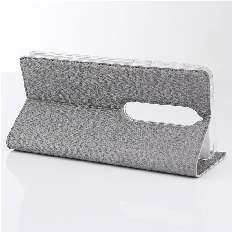 VILI DMX Cross Texture Auto-absorbed Card Holder Leather Cover for Nokia 5.1 - Grey-7