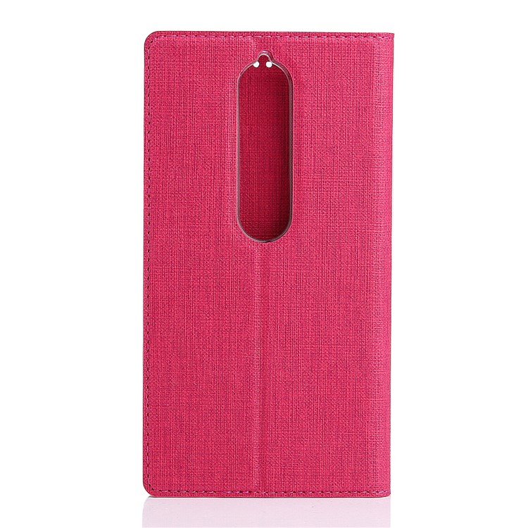 VILI DMX Cross Texture Auto-absorbed Card Holder Leather Shell for Nokia 5.1 - Rose-3