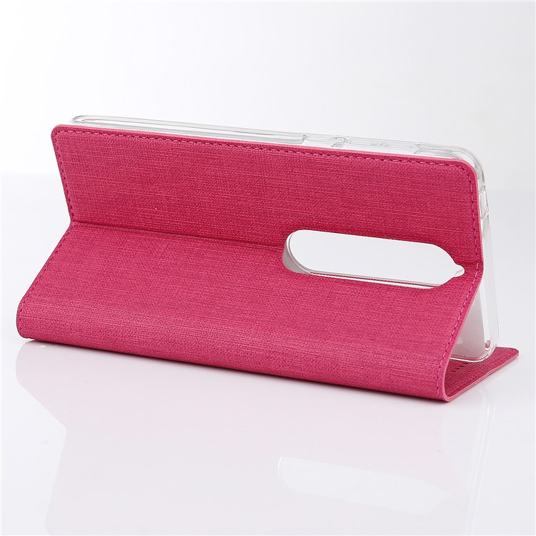 VILI DMX Cross Texture Auto-absorbed Card Holder Leather Shell for Nokia 5.1 - Rose-4