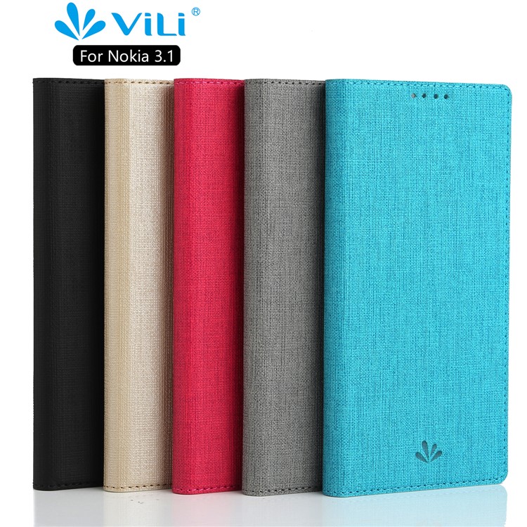 VILI DMX Cross Texture Auto-absorbed Card Holder Leather Flip Case for Nokia 3.1 - Black-5