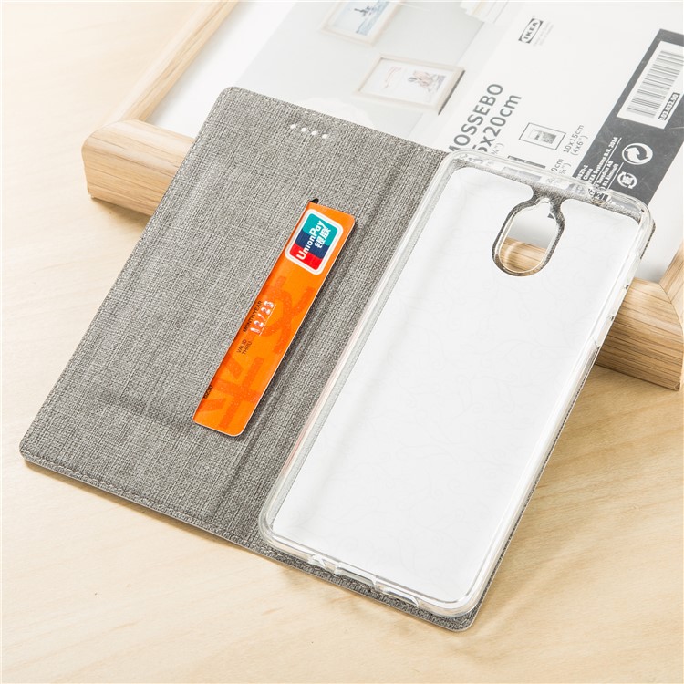 VILI DMX Cross Texture Porte-carte Auto-absorbé En Cuir Pour Téléphone Nokia Pour Nokia 3.1 - Gris-2