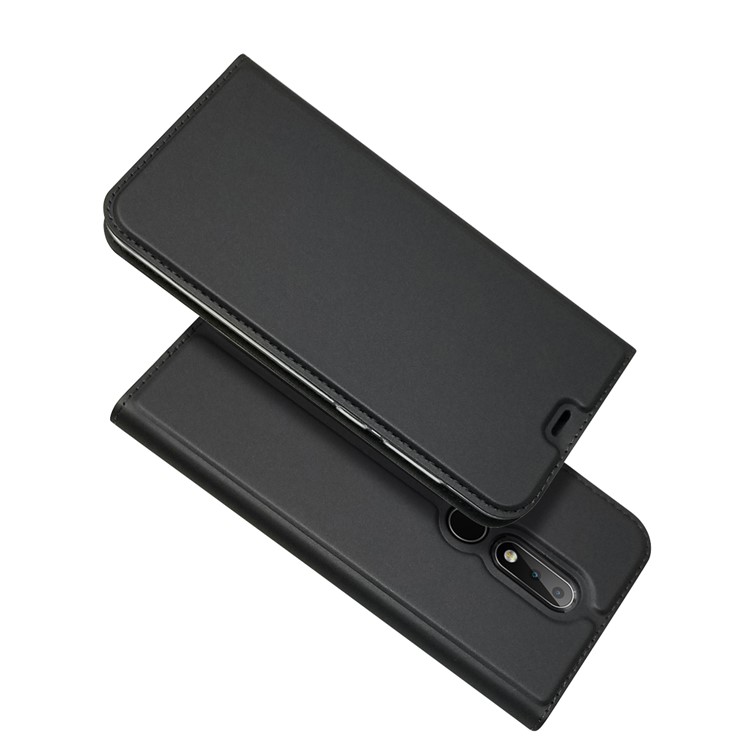 Magnetic Attraction Card Holder PU Leather Stand Casing for Nokia 6.1 Plus / X6 (2018) - Black-4