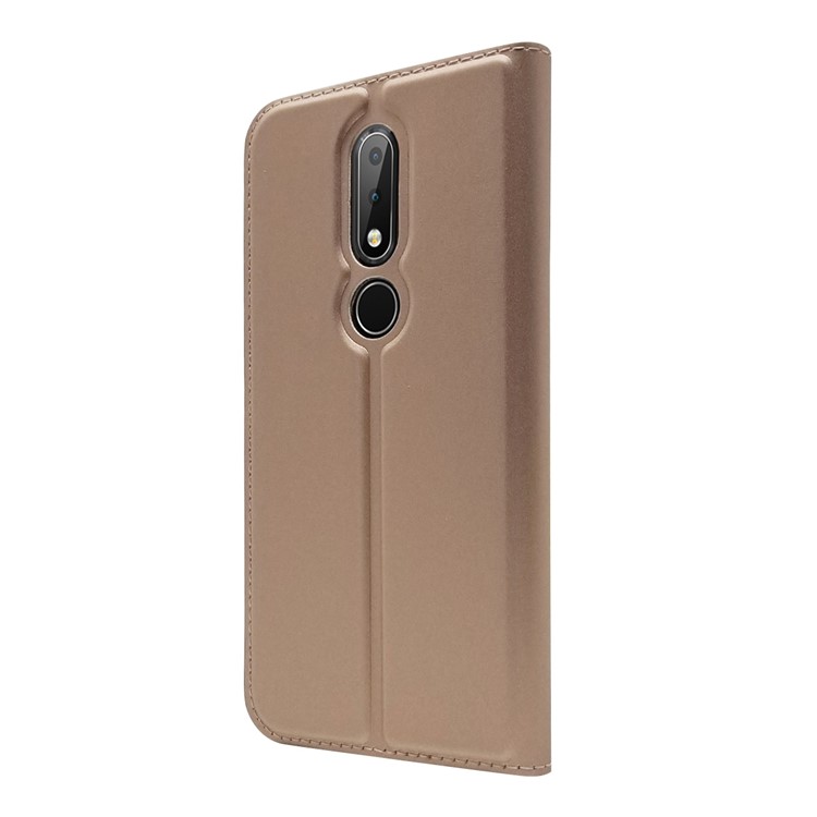 Magnetic Attraction Card Holder PU Leather Stand Case for Nokia 6.1 Plus / X6 (2018) - Rose Gold-2