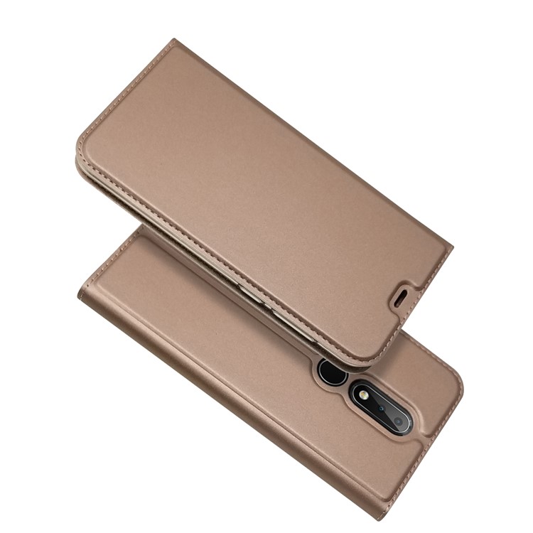 Magnetic Attraction Card Holder PU Leather Stand Case for Nokia 6.1 Plus / X6 (2018) - Rose Gold-4