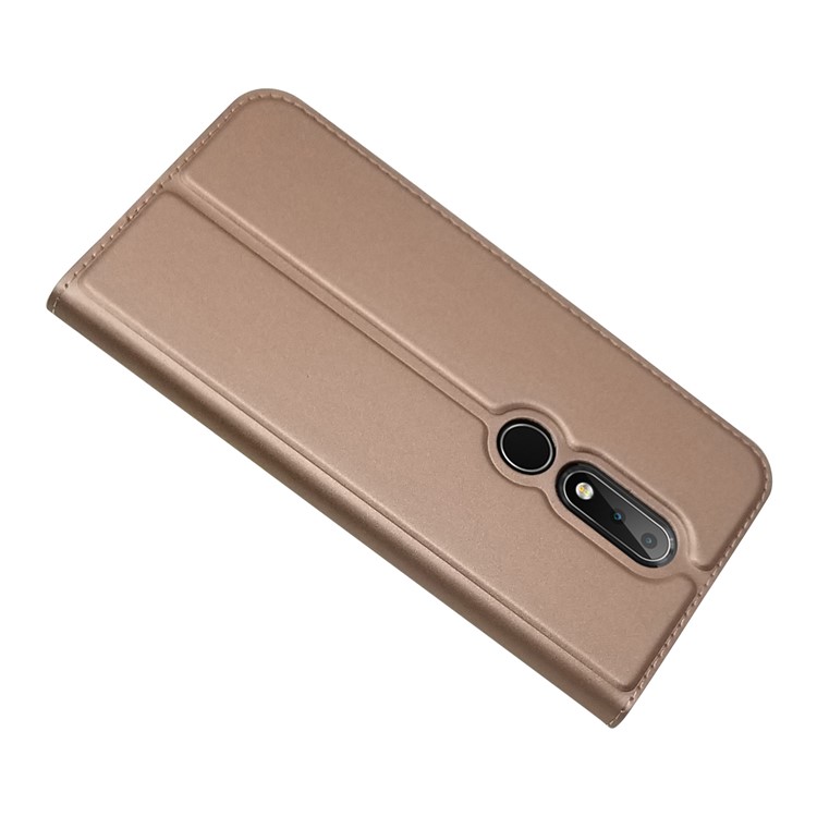 Magnetic Attraction Card Holder PU Leather Stand Case for Nokia 6.1 Plus / X6 (2018) - Rose Gold-6