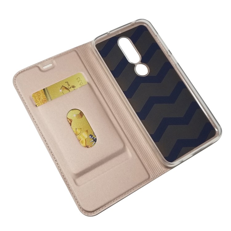 Magnetic Attraction Card Holder PU Leather Stand Case for Nokia 6.1 Plus / X6 (2018) - Rose Gold-7